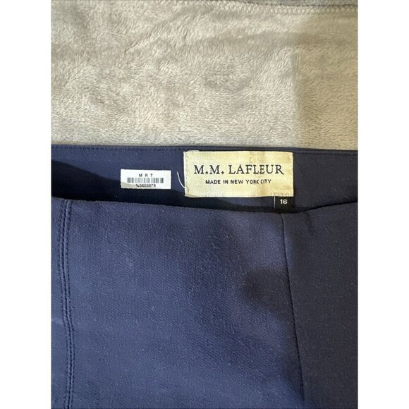 M.M. LaFleur Foster Pants Size 12 Navy Blue Stretch Work Trousers Slim Ankle - Picture 4 of 14